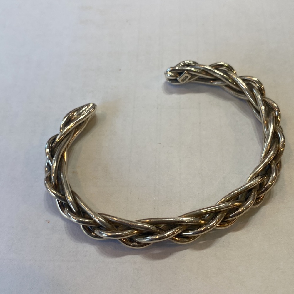 Solid Sterling Silver Chain Link Cuff Bracelet - image 4